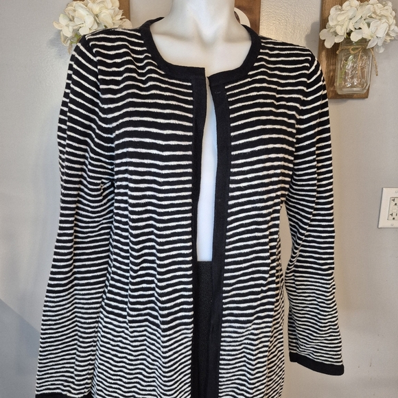 Charter Club Open Front Striped Cardigan - Picture 2 of 7